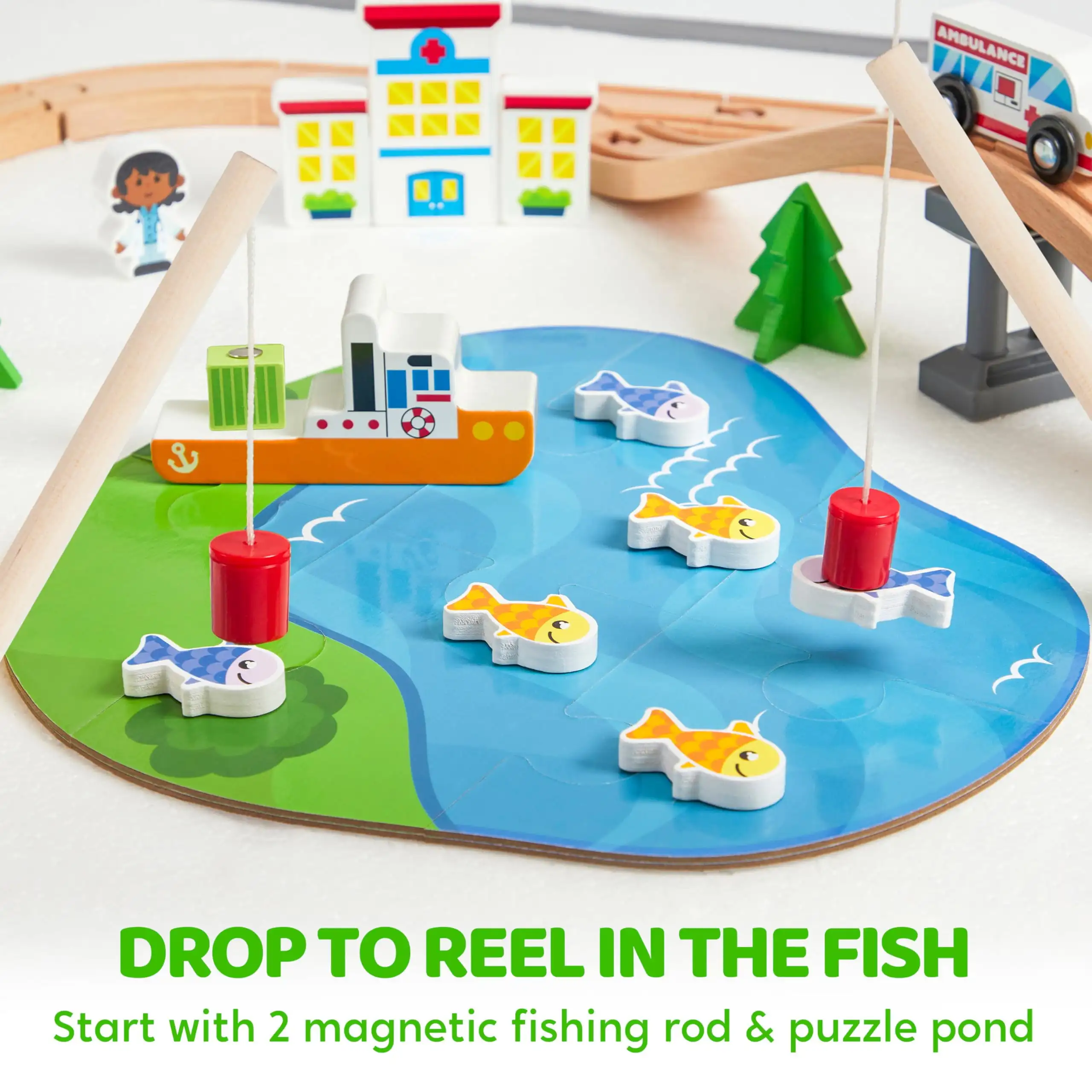 Joyfy 110/60 Pcs Wooden Train  - Kids Toys Xmas recension och pris